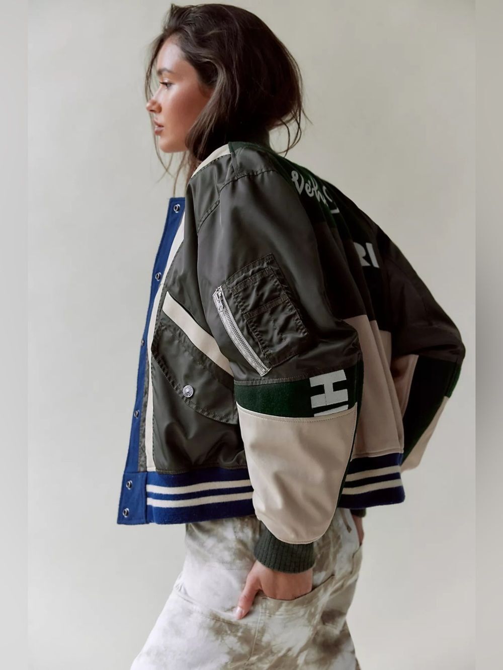 New Free People We The Free Triple Kick Novelty Bomber Jacket Size S - Picture 2 of 10
